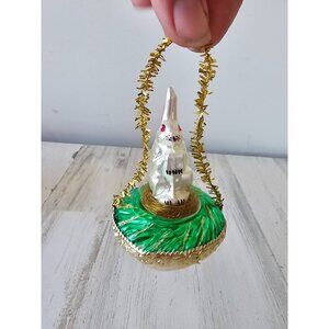 Vintage‎ inge glas rabbit bunny easter Basket ornament RARE glass Xmas tree